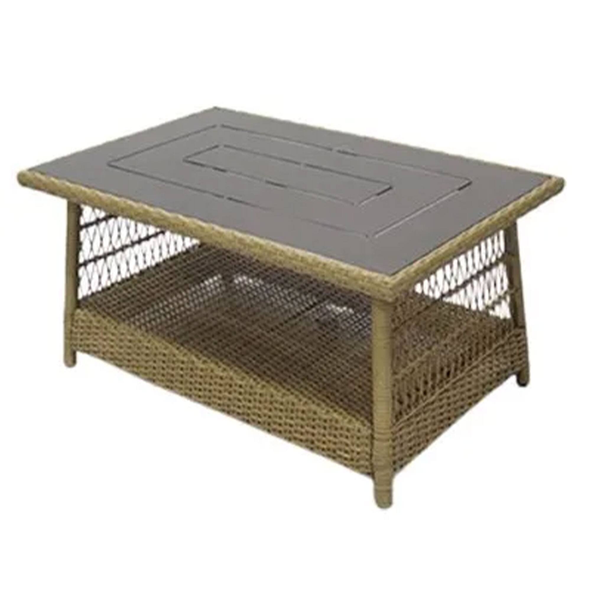Front. Four Seasons Courtyard - Four Seasons Courtyard Positano 40" x 26" Outdoor Wicker Coffee Table, Brown - Brown.