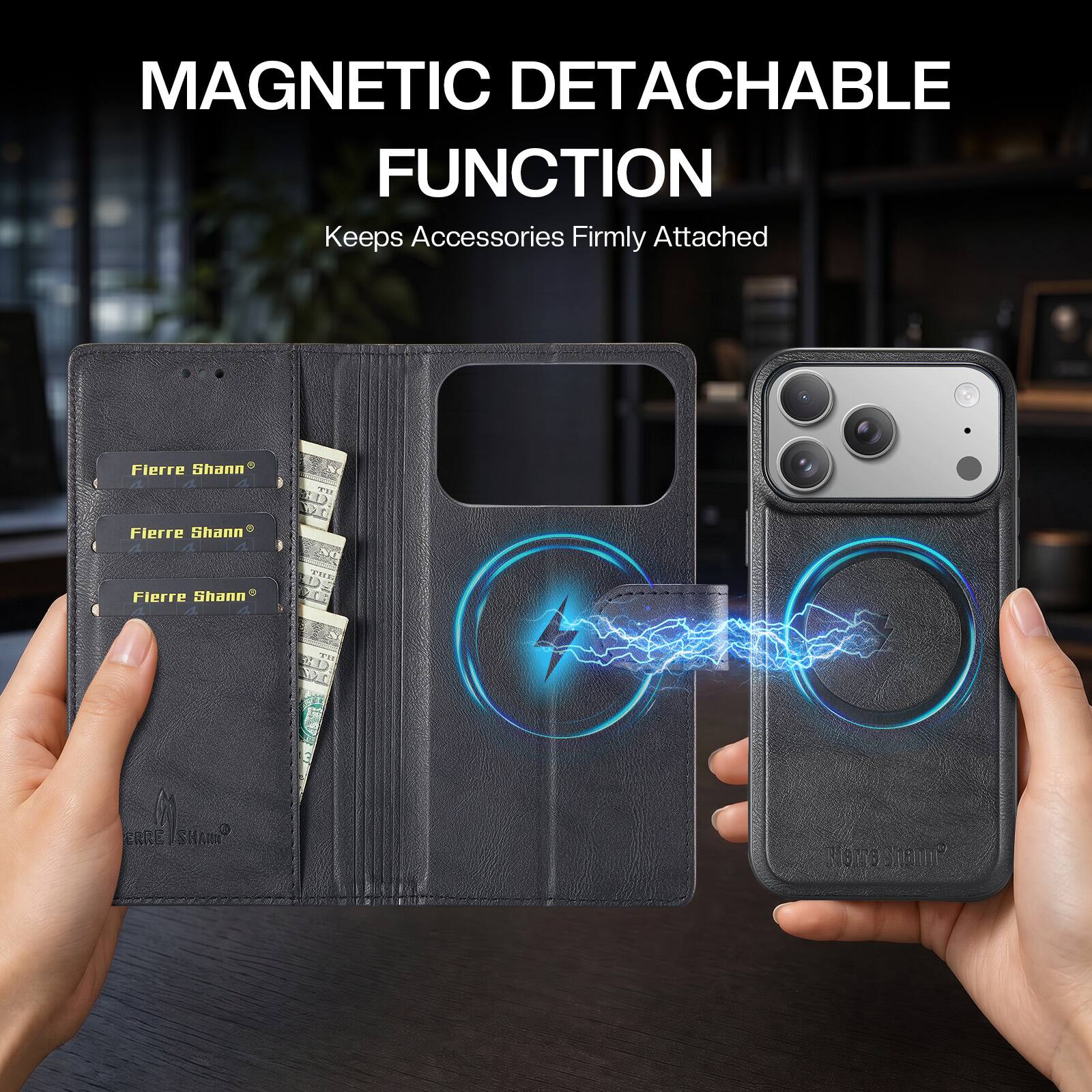 MAGNETIC DETACHABLE FUNCTION  
Keeps Accessories Firmly Attached  

Fierre Shann  
Fierre Shann  
Fierre Shann  

THE  
TVL 197  
ERRE / SHA  
Notro Yean"
