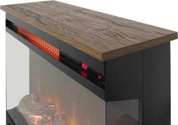 Back. AOSTIRMOTOR - 24 inch Three Sided Glass Electric Fireplace with Feet.