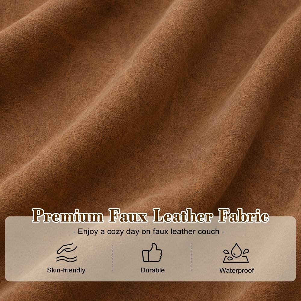 Premium Faux Leather Fabric - Enjoy a cozy day on faux leather couch -  
- Skin-friendly  
- Durable  
- Waterproof