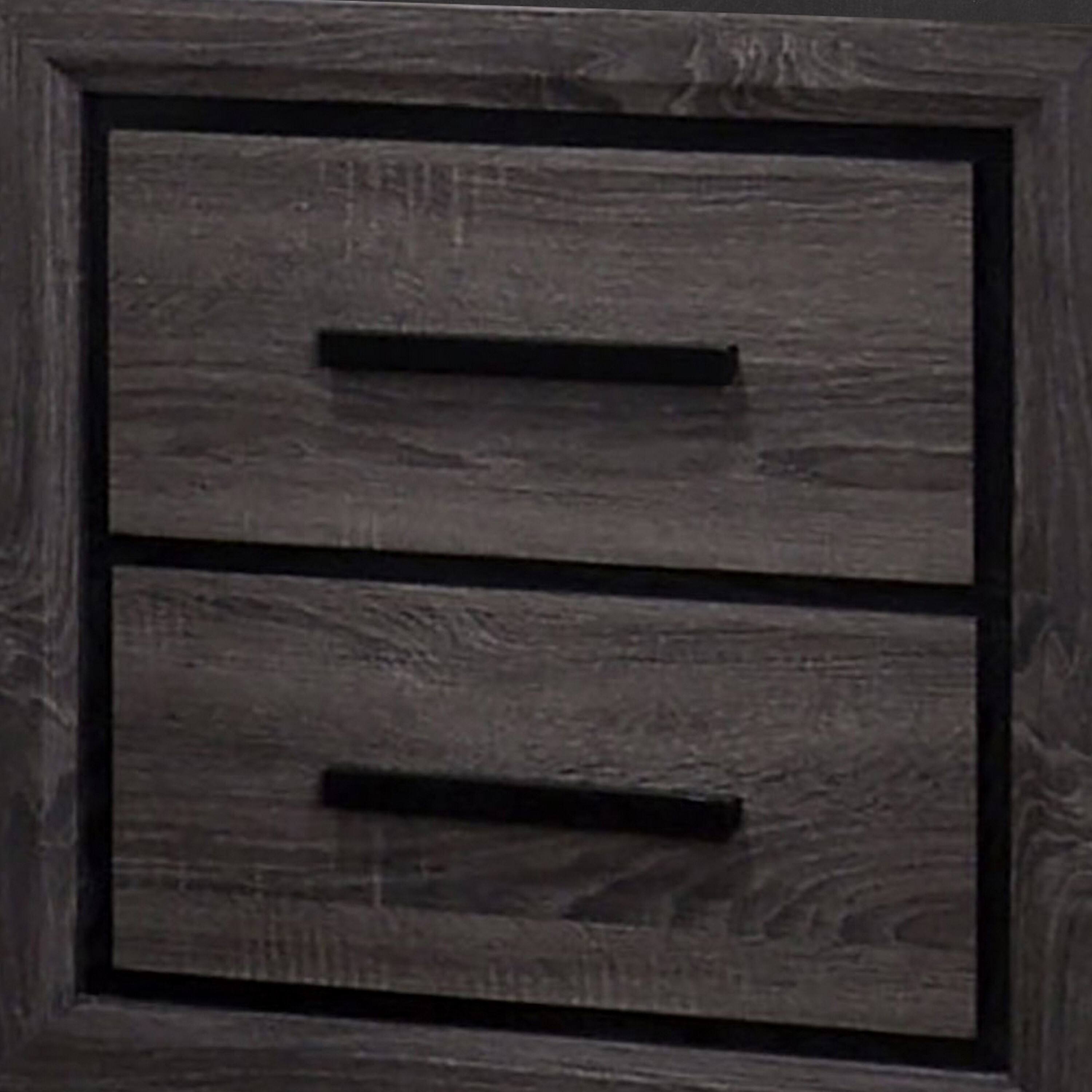 Alt View 1. Manhattan Lane - Wooden Nightstand with 2 Drawers and Finger Pull Handle - Gray and black.