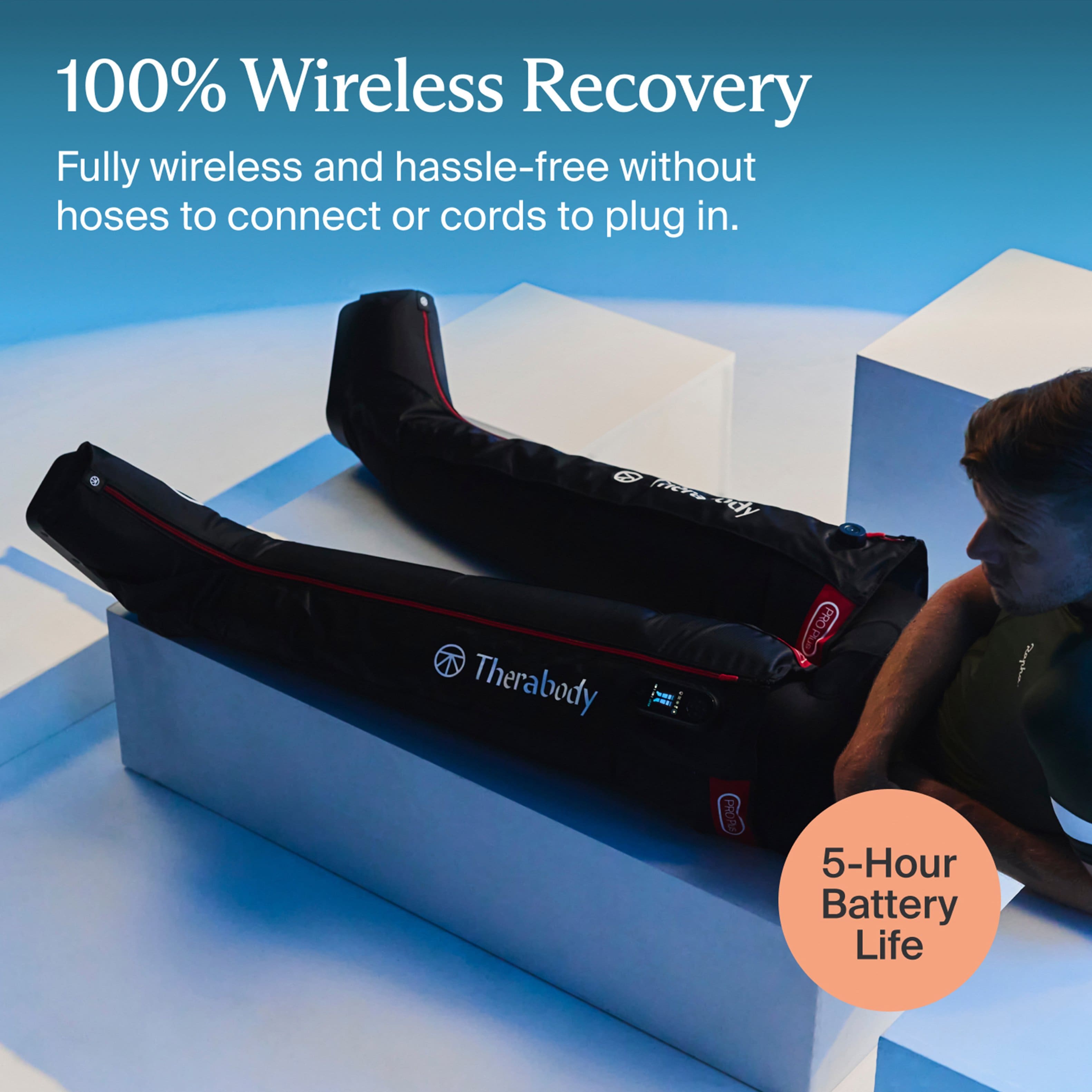 Alt View 17. Therabody - Therabody - JetBoots PRO Plus - Wireless Compression Boots With Vibration & Infrared LED Light - Regular - Black - Black.