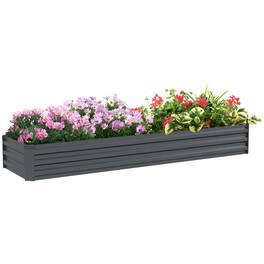 Outsunny - 8 x 2 x 1ft Galvanized Raised Garden Bed Kit, Outdoor Metal Elevated Planter Box with Safety Edging - Dark Gray
