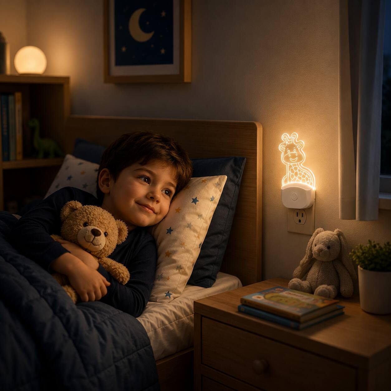 Angle. MOBI - MOBI WallMate Plug-In Nightlight Safari Themed - Giraffe.