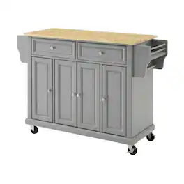 Crosley Furniture - Full Size Wood Top Kitchen Cart - Gray