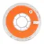 The image features a spool of orange filament, specifically Hyper PLA Orange, which is a type of 3D printing material. The spool is 75mm in size and is made by Creality. The recommended print temperature range for this filament is between 190-230 degrees Celsius.