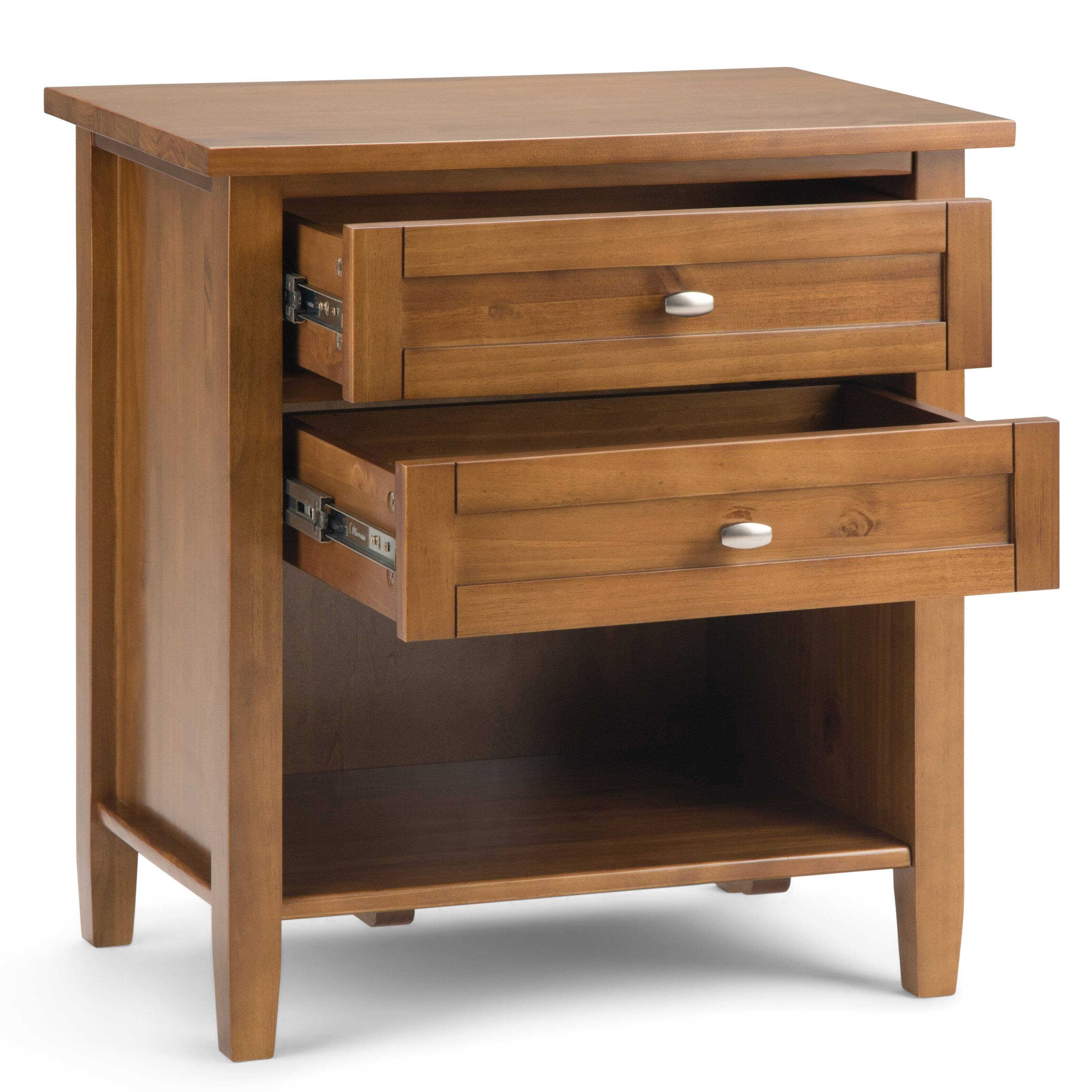 Left. Simpli Home - Warm Shaker 24 inch Solid Wood Transitional Night Stand in Light Golden Brown (Set of 2) - Light Golden Brown.