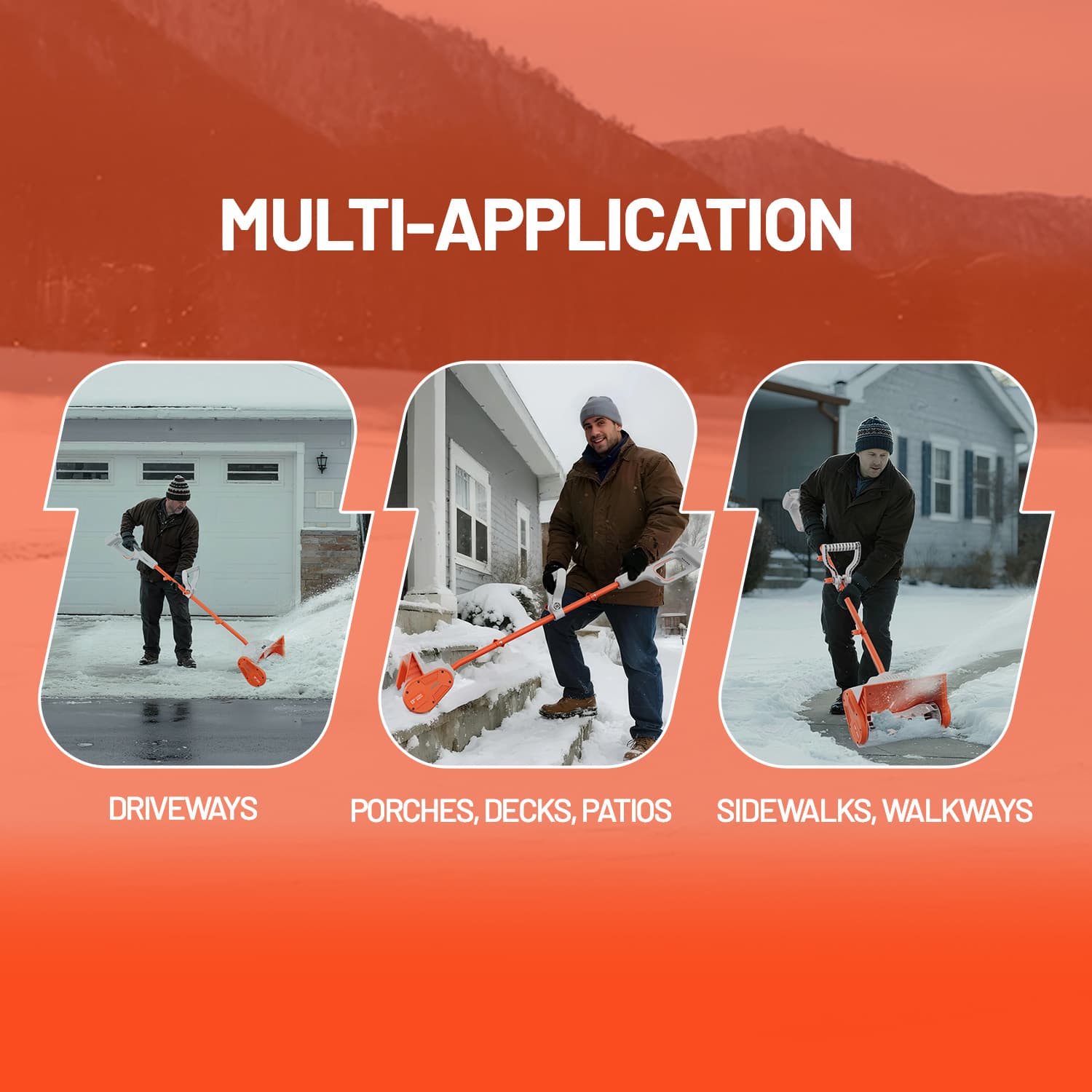 MULTI-APPLICATION
1. DRIVEWAYS
2. PORCHES, DECKS, PATIOS
3. SIDEWALKS, WALKWAYS