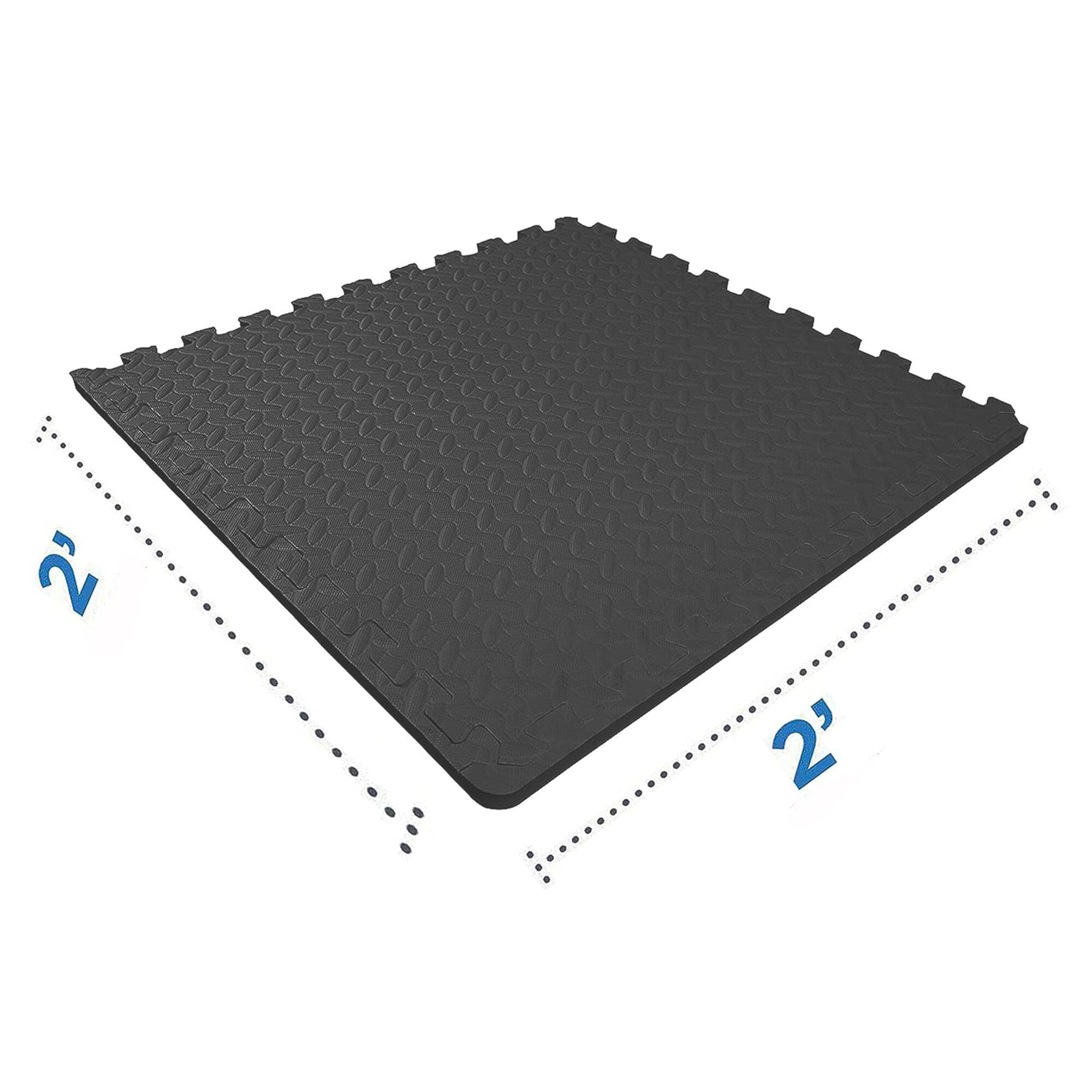 Alt View 7. Everyday Essentials - BalanceFrom Fitness 24 Sq Ft Interlocking EVA Foam Exercise Mat Tiles, Black - Black.