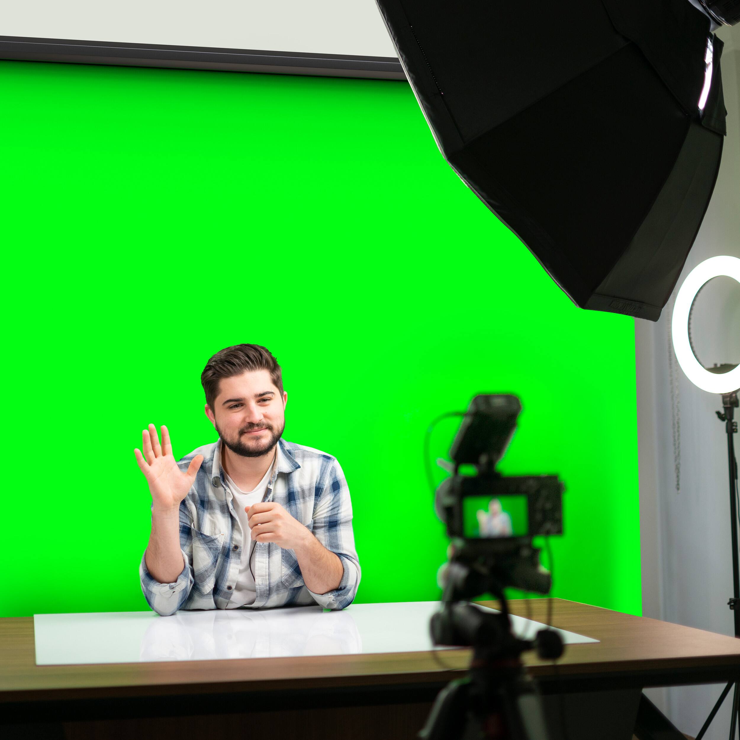 Alt View 2. KHOMO GEAR - Green Screen 84 x 84 in – XL Pull-Down Backdrop with Black Case for Streaming & Photo/Video Use.