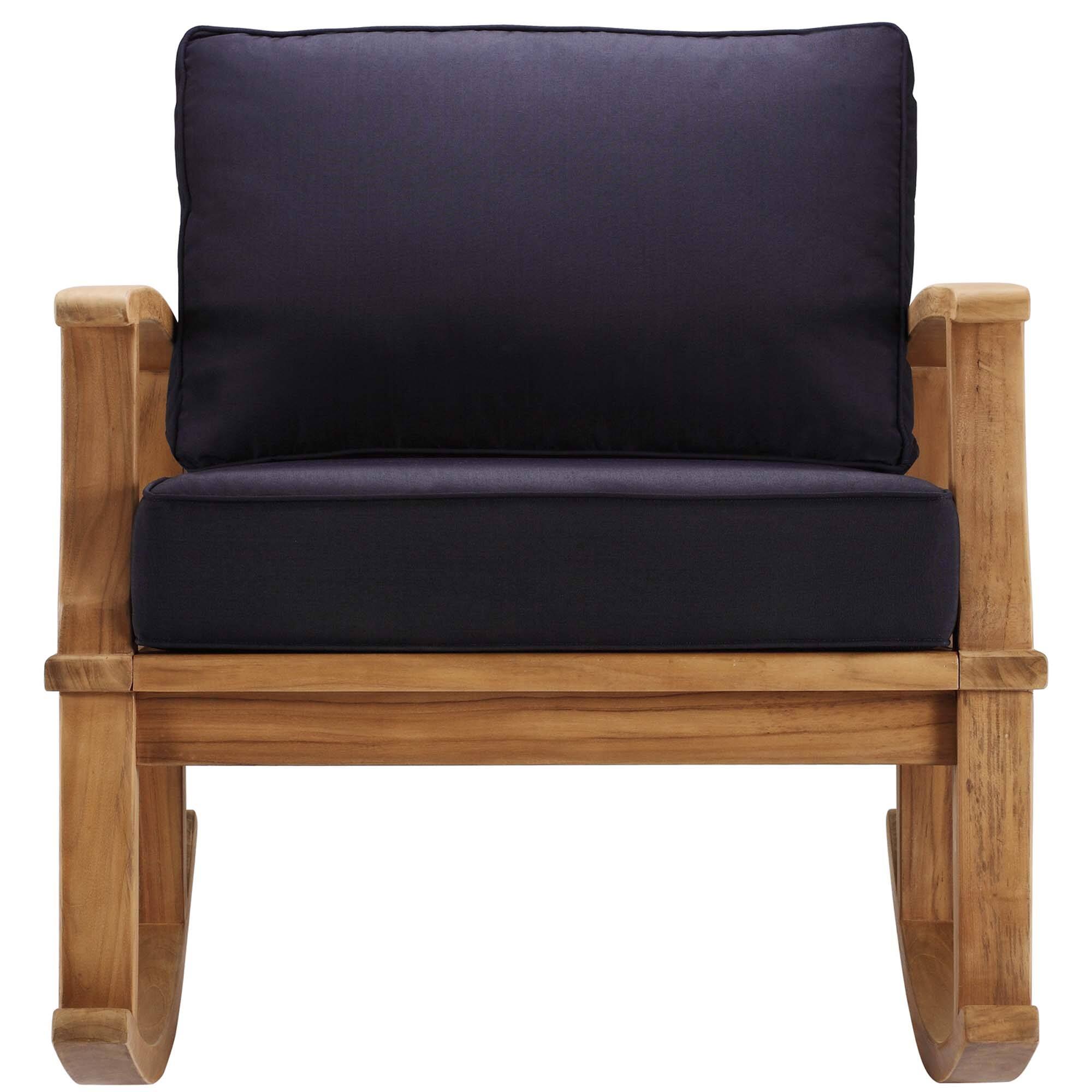 Alt View 2. Modway - Marina Outdoor Patio Teak Rocking Chair by Modway - Natural Navy.