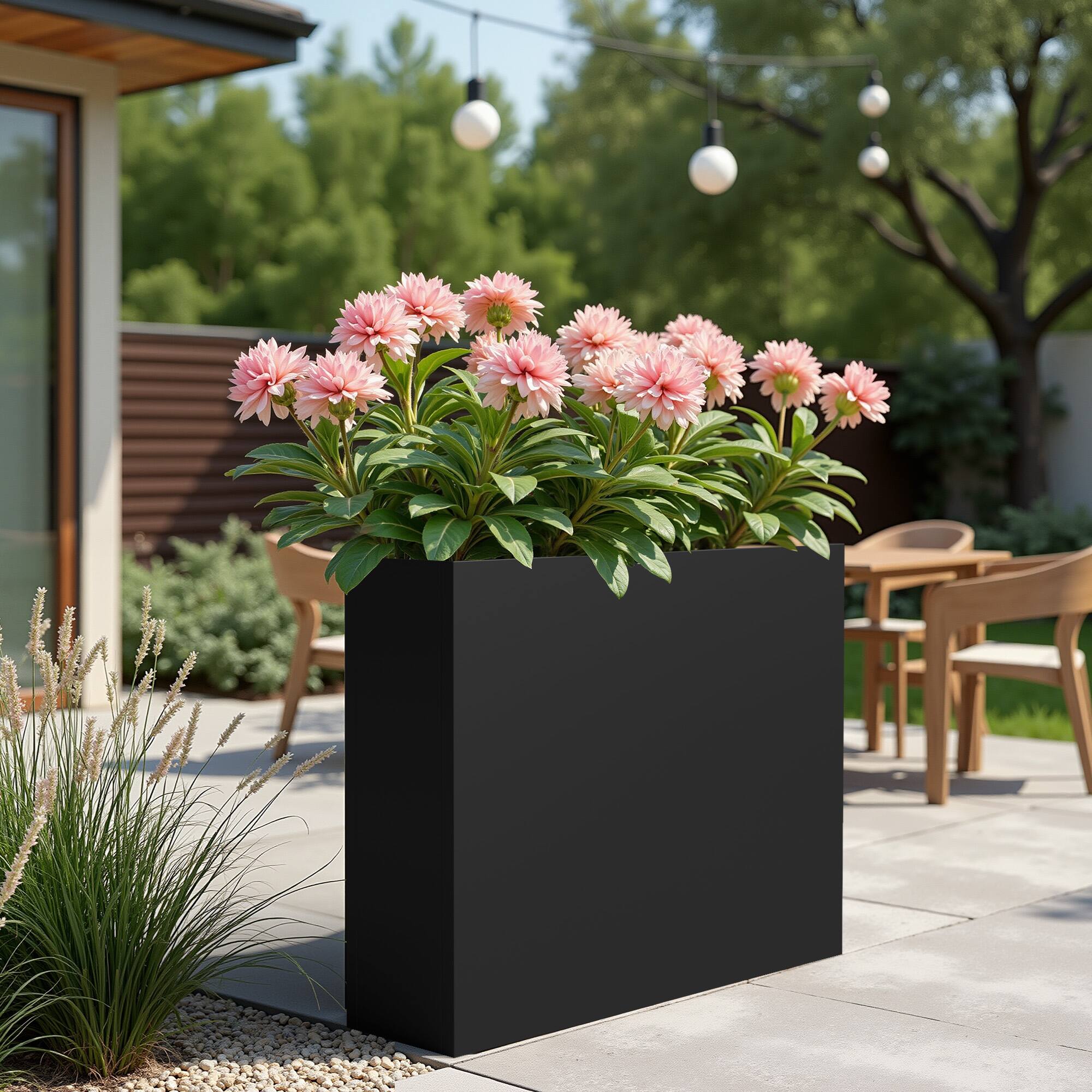 Alt View 3. PexFix - 27.9 in. H Outdoor Metal Rectangular Planter Box with Drainage – Garden Raised Bed for Flowers on Patio, Deck, Balcony - Black.