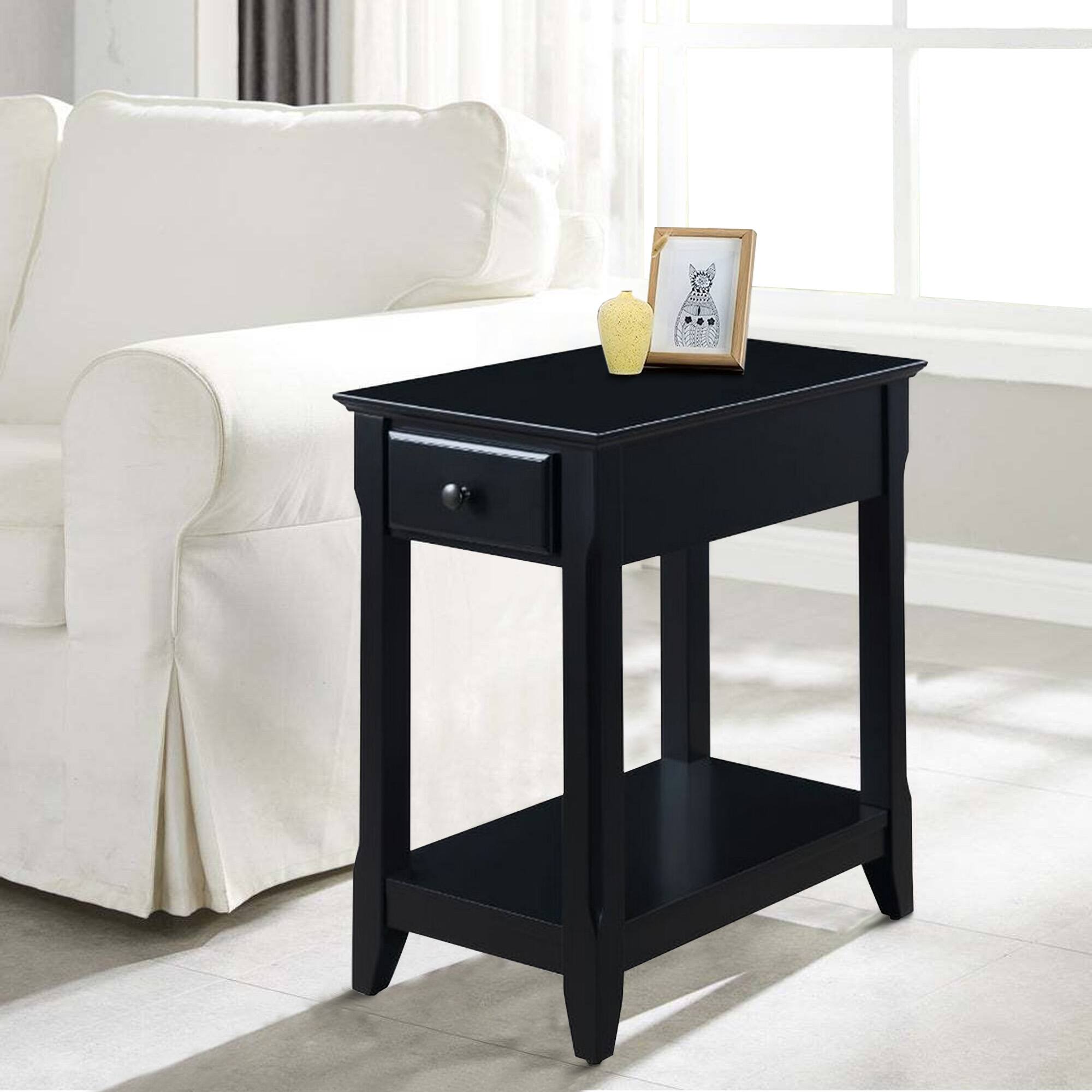 Alt View 5. Manhattan Lane - Accent Table with 1 Drawer and Bottom Shelf - Black.