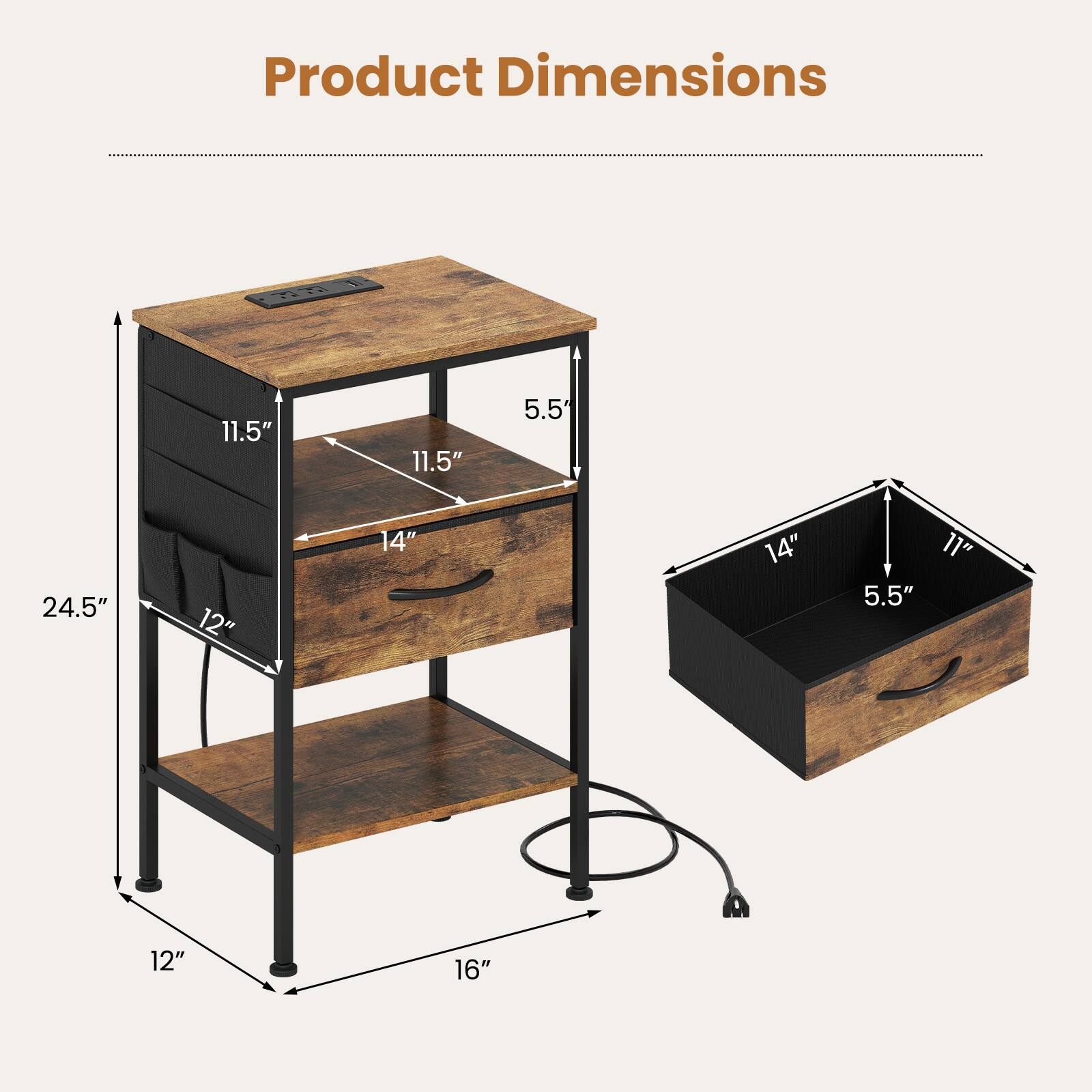 Product Dimensions: 11.5" x 11.5" x 5.5" x 24.5" x 12" x 14" x 14" x 11" x 5.5" x 12" x 16"
