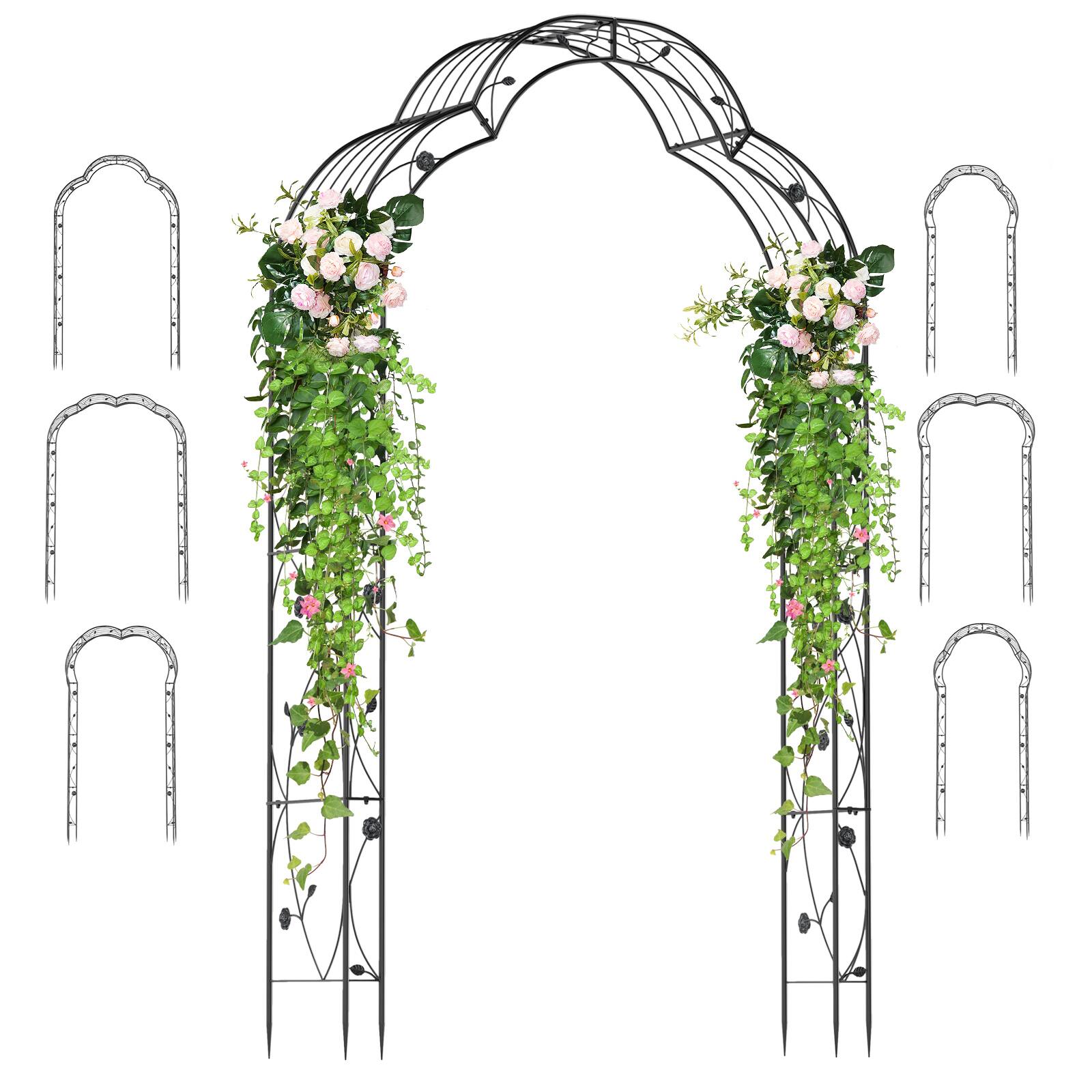 Front. Gymax - Gymax 99'' Tall Garden Arch Arbor Trellis w/6 Combination Ways & 2 Installation Methods - Black.