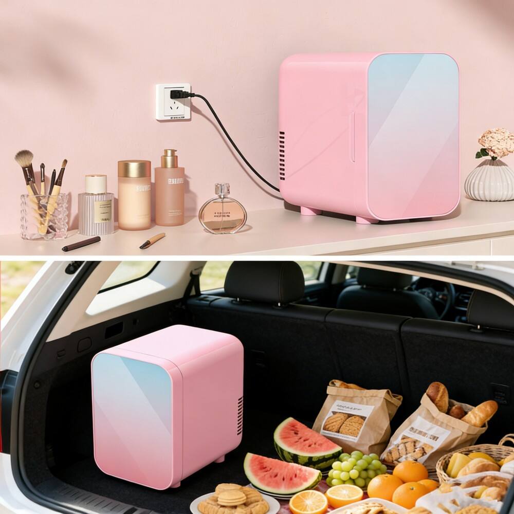 Alt View 4. Morfone - 6L Cooling & Warming Skincare Refrigerator 110V AC/12V DC for Home and Car Use - Pink.