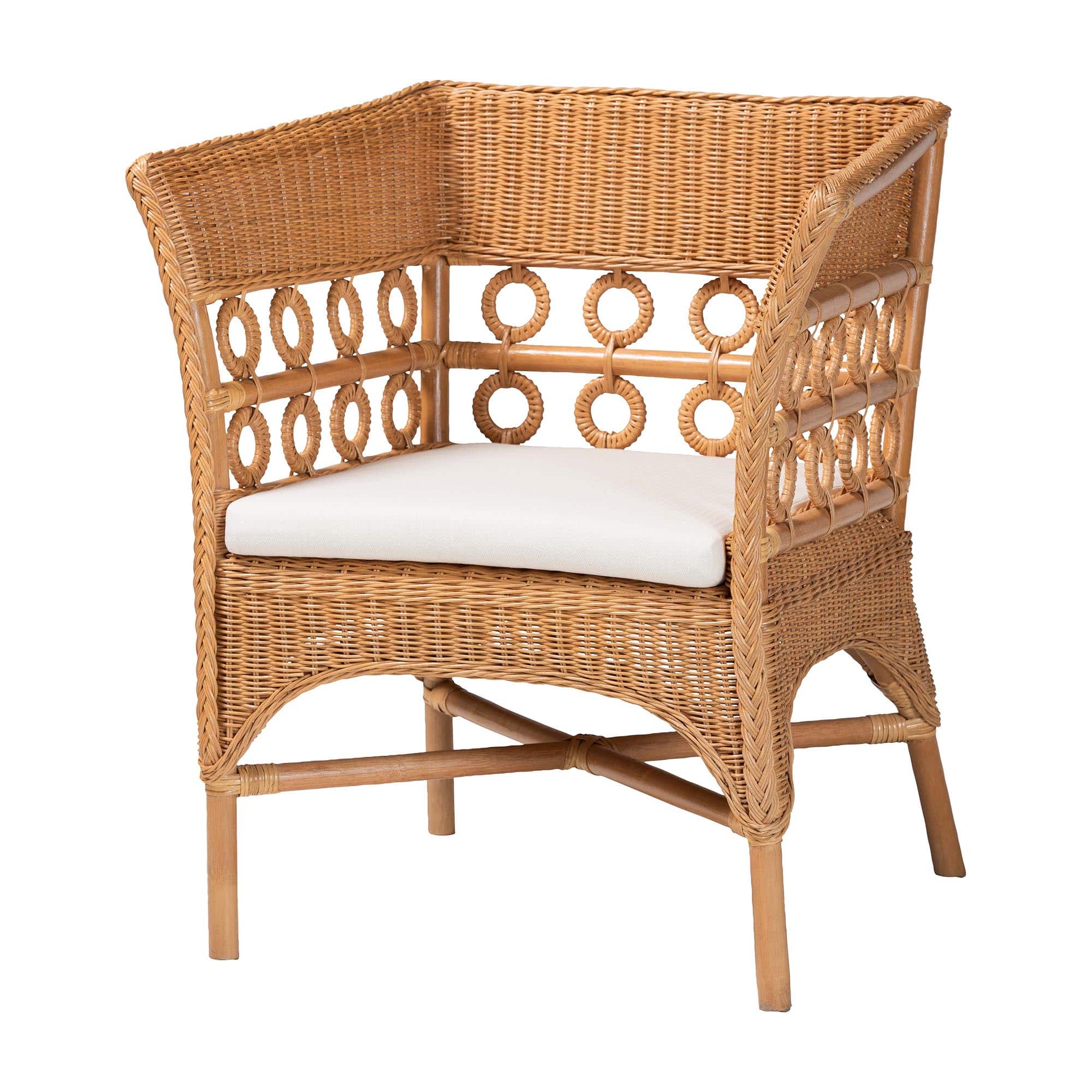 bali & pari - Oxford Bohemian Rattan Arm Chair - Light Honey