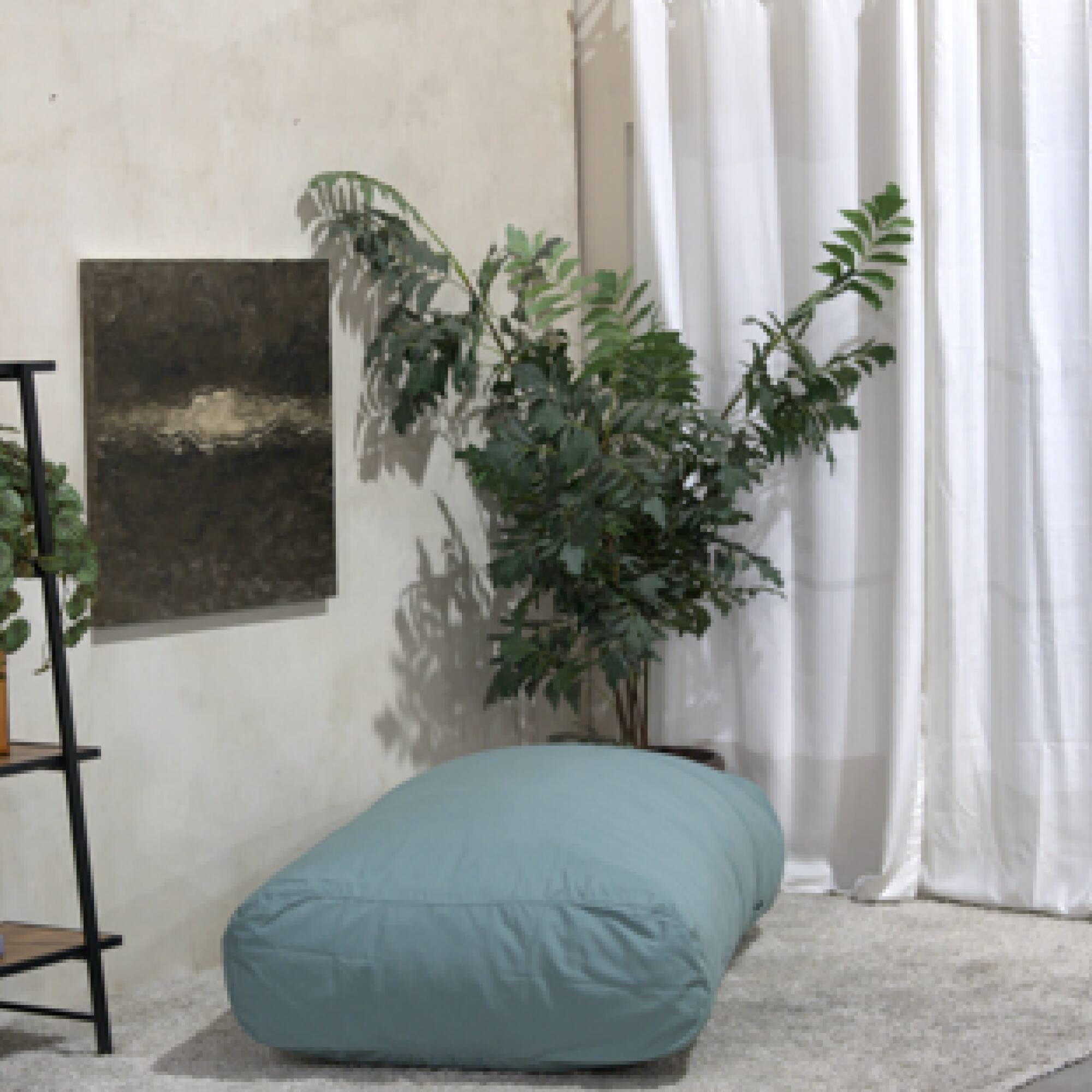 Left. GOODSILO - Water Resistant Lounger Bean Bag Chair with Removable Cover and High-Density Foam Filling - Teal.