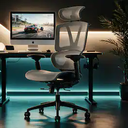 Serta - SX1100 Ergonomic Gaming Chair with Headrest & Arms, High Back Mesh Computer Chair Lumbar Support, Reclining Swivel Chair - Gray