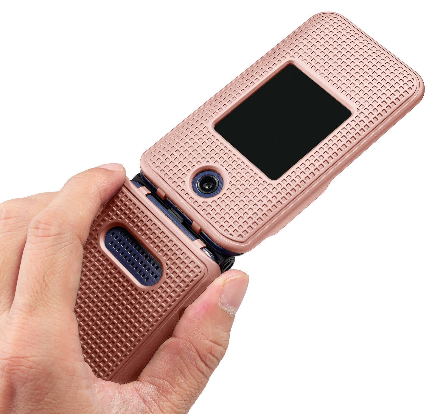 Alt View 3. Nakedcellphone - Hard Case for AT&T Cingular Flip 4, Cricket Debut Flip Phone - Rose Gold.
