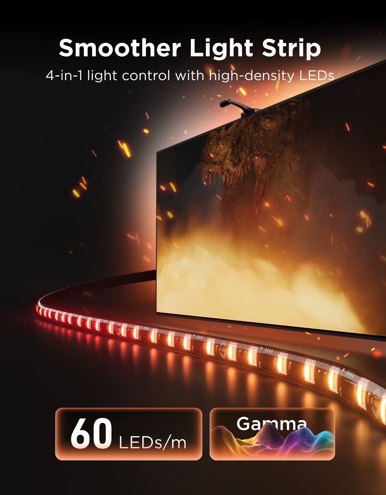 Smoother Light Strip  
4-in-1 light control with high-density LEDs  
60 LEDs/m  
Gamma
