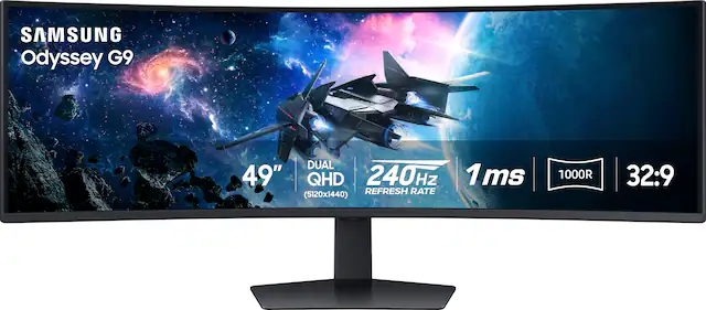 SAMSUNG Odyssey G9 DUAL 49" QHD 240Hz REFRESH RATE (5120x1440) 1 ms 1000R 32:9
