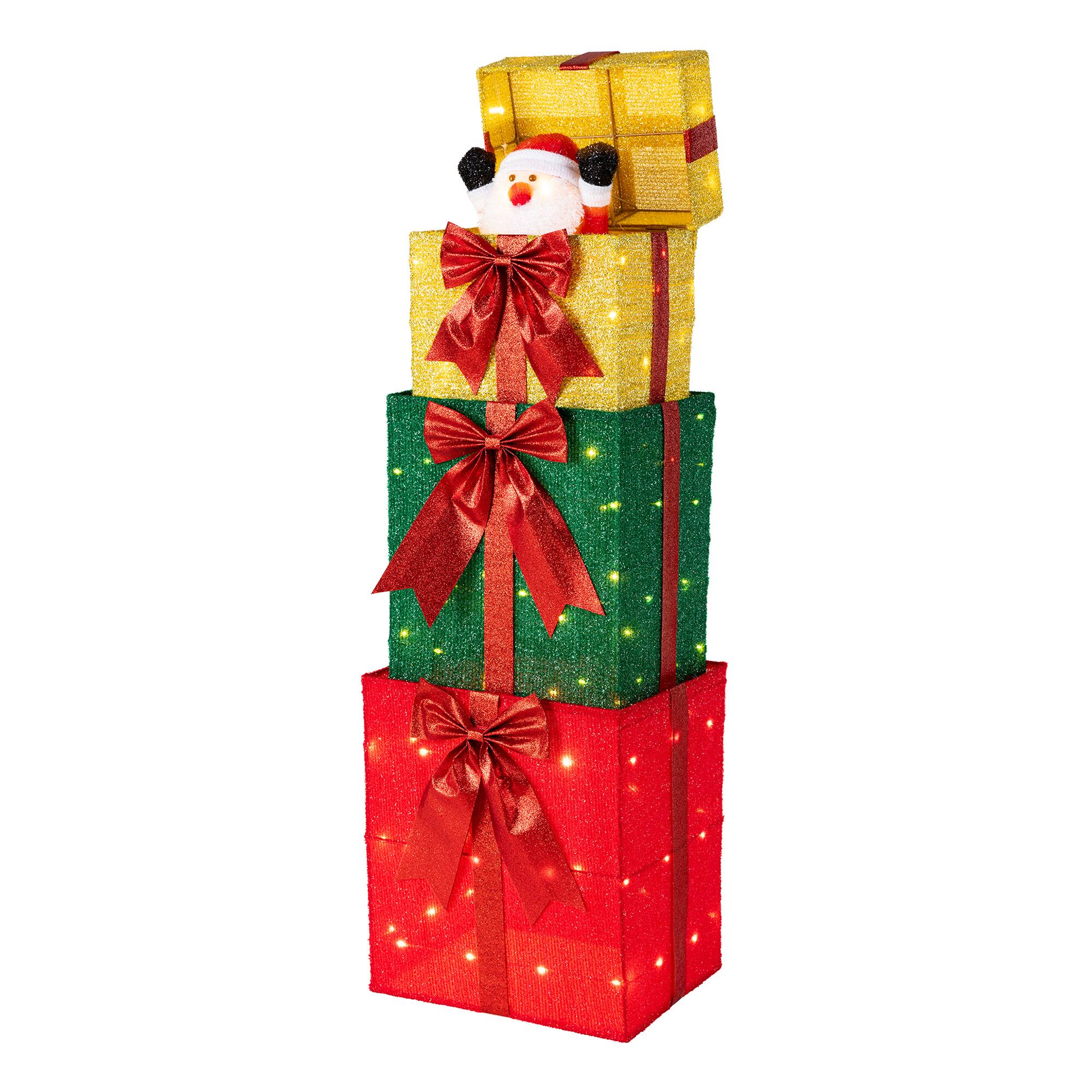 Angle. Glitzhome - 40"H Christmas Animated Stacked Giftbox with 120 LED Lights - Multi-Colored.
