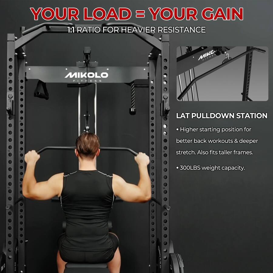 Mikolo Multi Functional Squat Rack with LAT Pulldown System Exercise ...