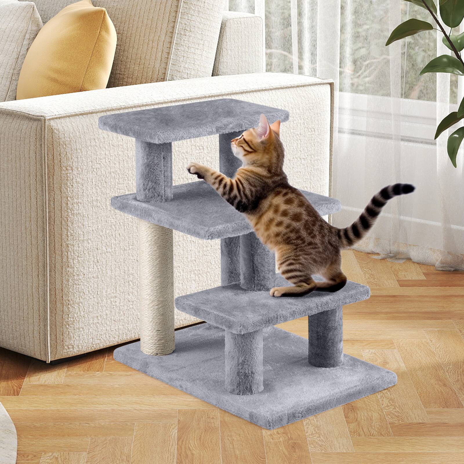 Alt View 1. Gymax - Gymax 2-in-1 Cat Tree Tower Pet Steps w/ Scratching Posts Hanging Toy Ball Perch - GYM19079.
