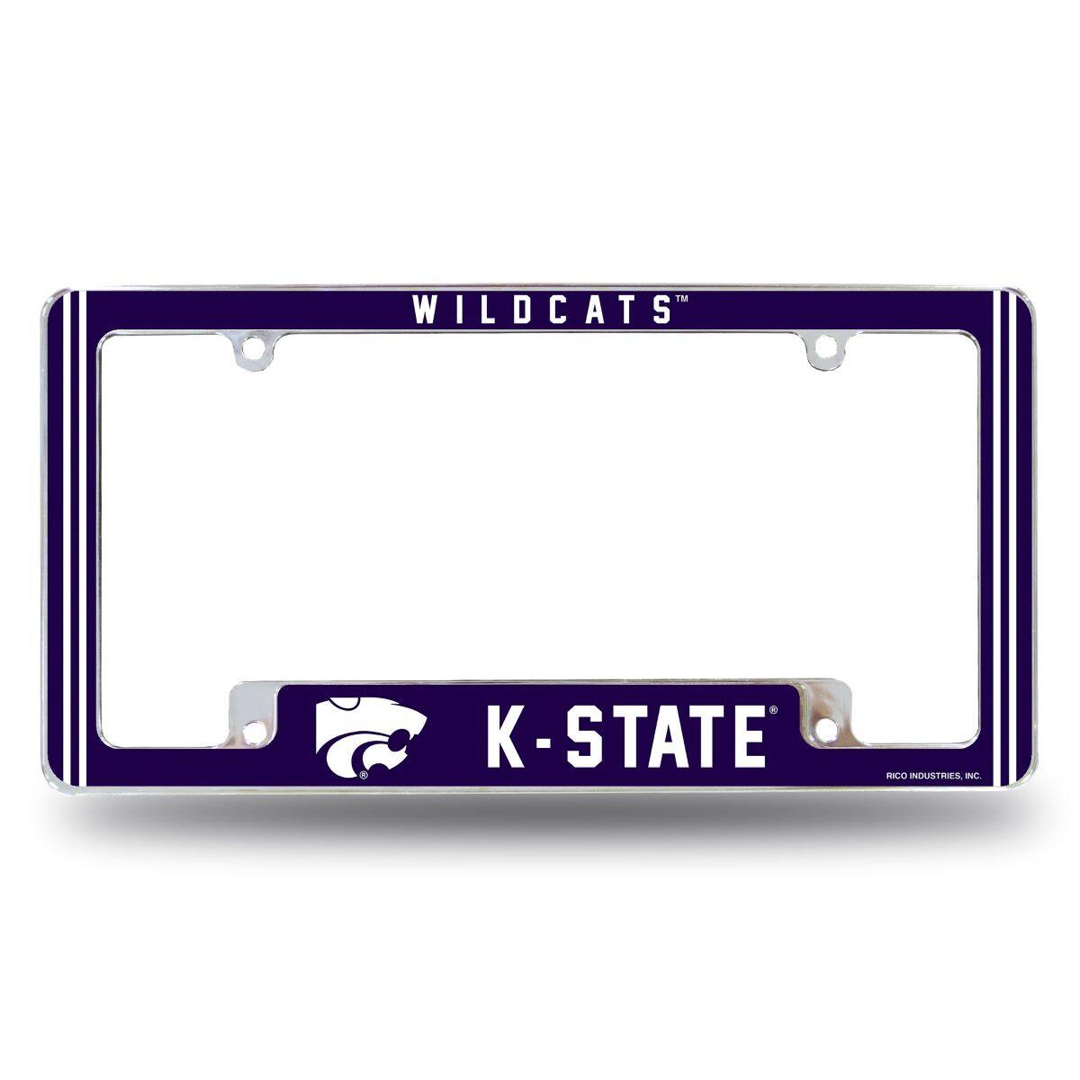 Kansas State Wildcats Chrome Metal License Plate Frame with Full Frame Team Color Graphics