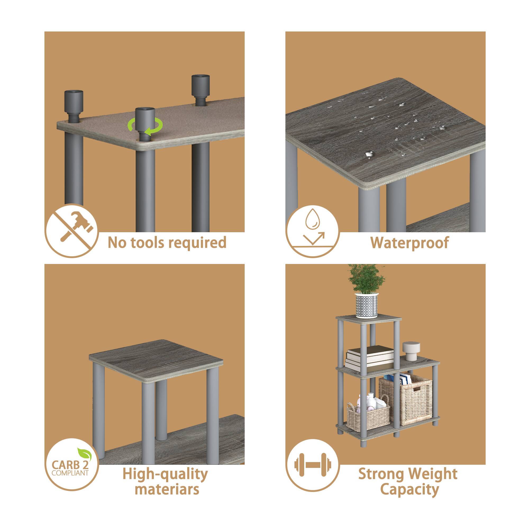 No tools required  
Waterproof  
CARB 2 COMPLIANT  
High-quality materials  
Strong Weight Capacity