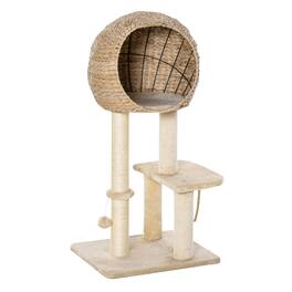 Pawhut - Cat Tree with Sisal Scratching Post Condo and Hanging Rope 39" H - Beige