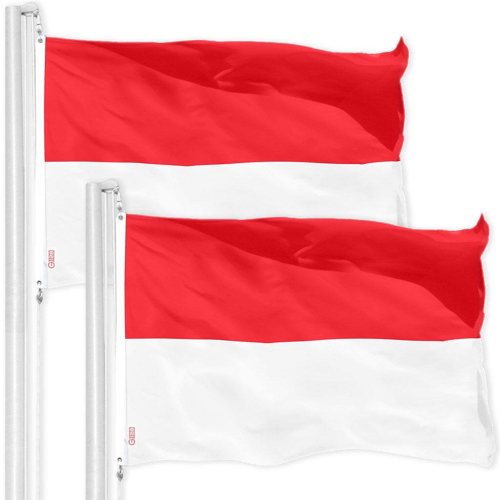 Front. G128 - Indonesia Flag 3x5 ft Printed 150D Polyester, Indoor/Outdoor with Brass Grommets. - Assorted Colors.