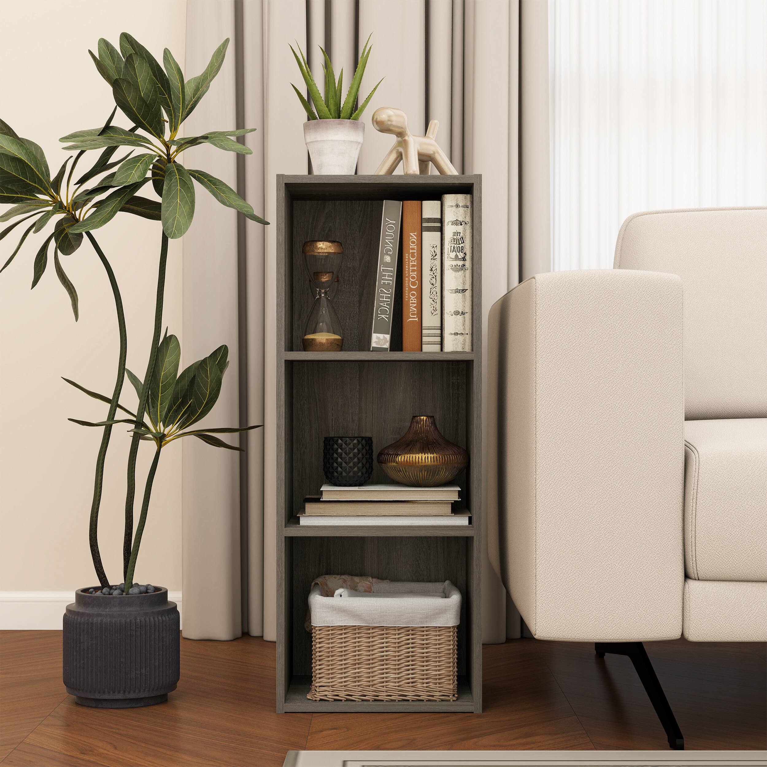 HOMLUX - 3-Tier 31.5" Bookcase Standing Bookshelf Wood Storage Organizer Bookshelves Bookshelf for Home Office & Bedroom - Gray