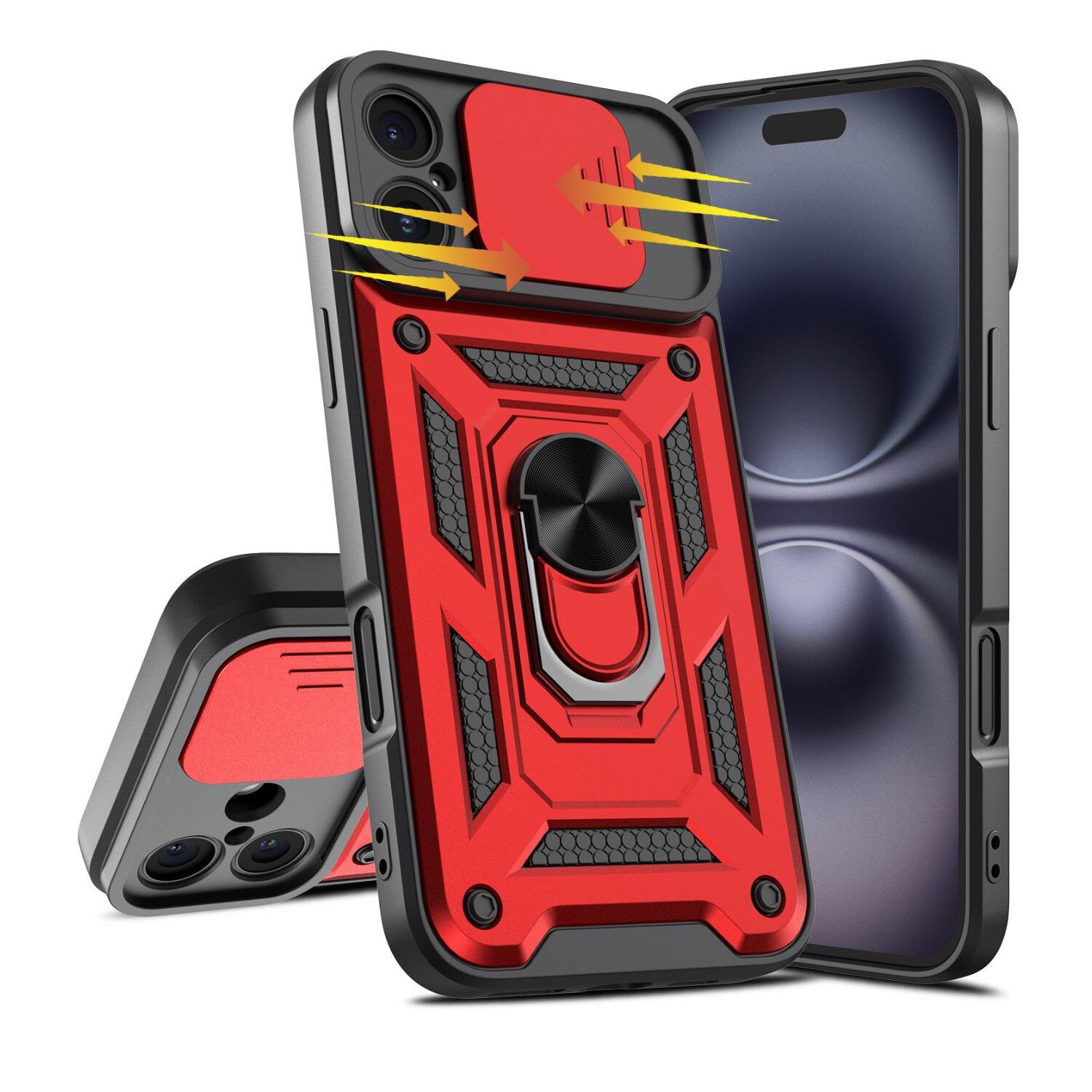 Back. Stock Preferred - Heavy-Duty Shockproof Case for iPhone 17 Pro Max Red - Red.