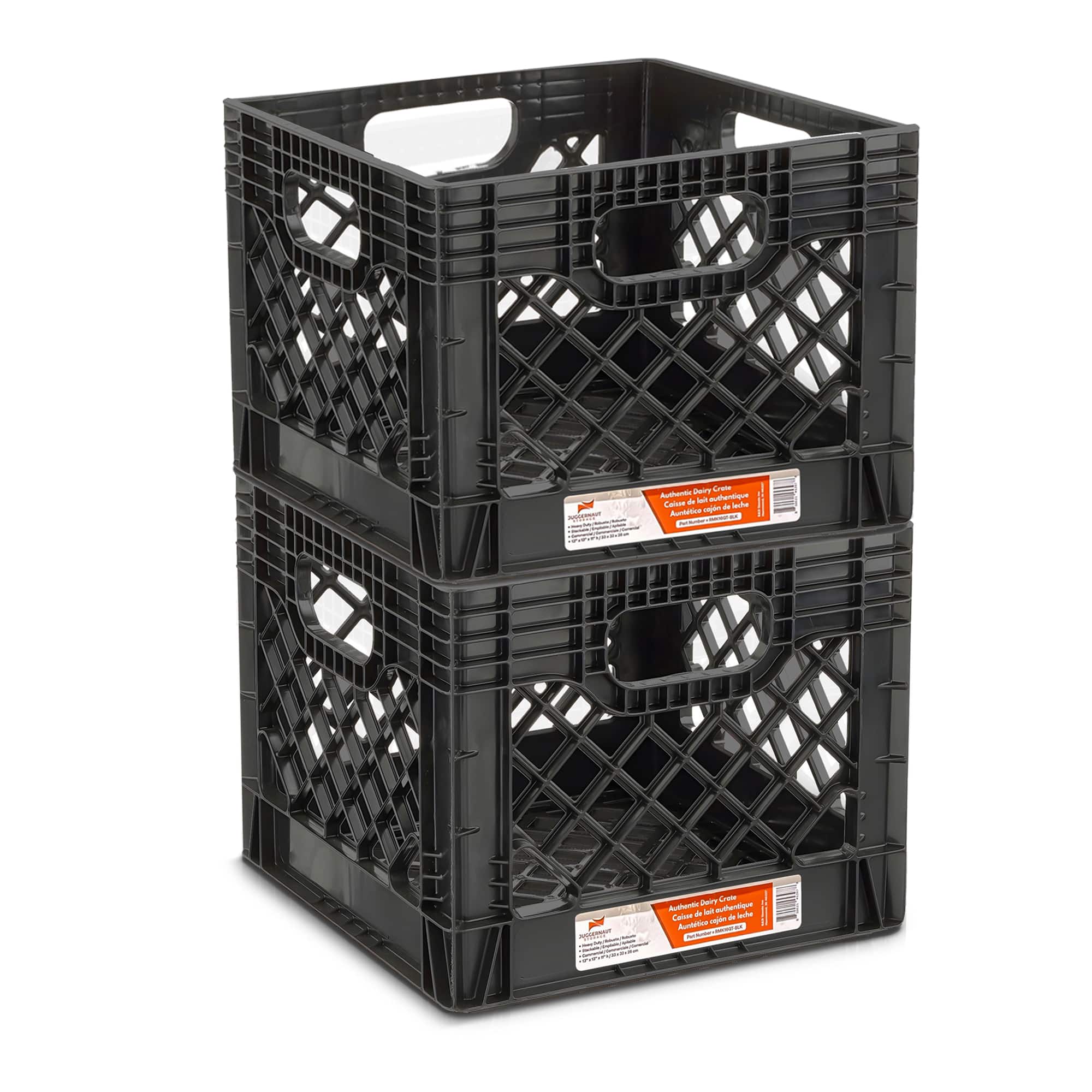 Juggernaut Storage - Crate for Office Storage & Classroom Organization, 4-Pack - Black