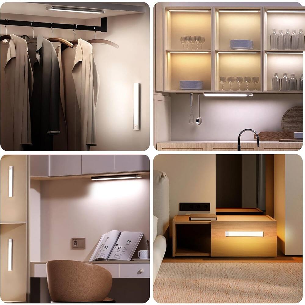 Back. ACJPR - 5-Pack Under Cabinet Lighting, Rechargeable Motion Sensor Lights, Dimmable with 3 Color Modes, Magnetic Mount.