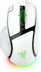 Front. Razer - Basilisk V4 Pro Ergonomic Optical Gaming Mouse with 8000 Hz Polling and Chroma RGB - White.