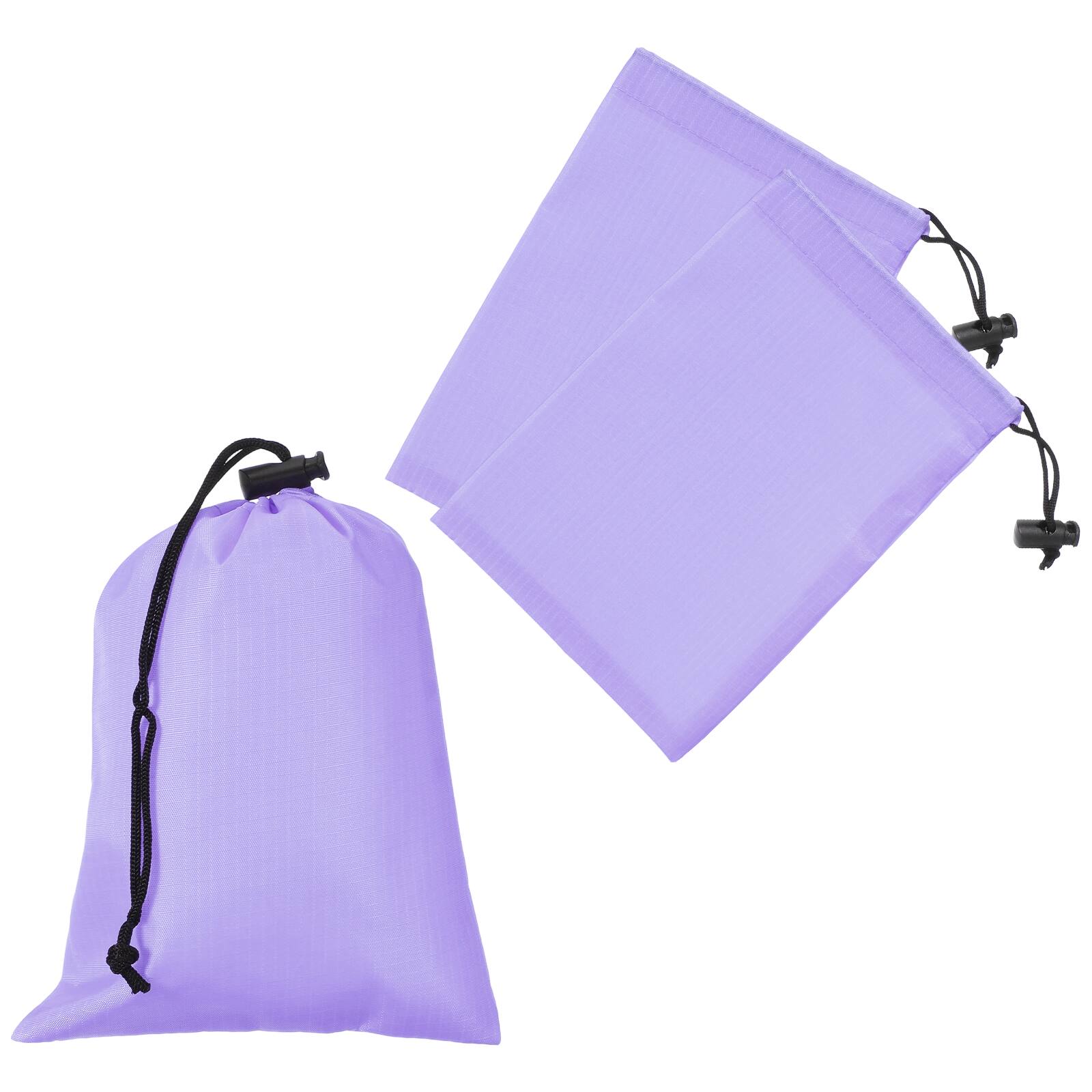 Front. Unique Bargains - Drawstring Stuff Sack with Toggle 6x8 Inch 3pcs Waterproof Travel Storage Pouch for Gym Hiking Yoga Office Shoes - Light Purple.