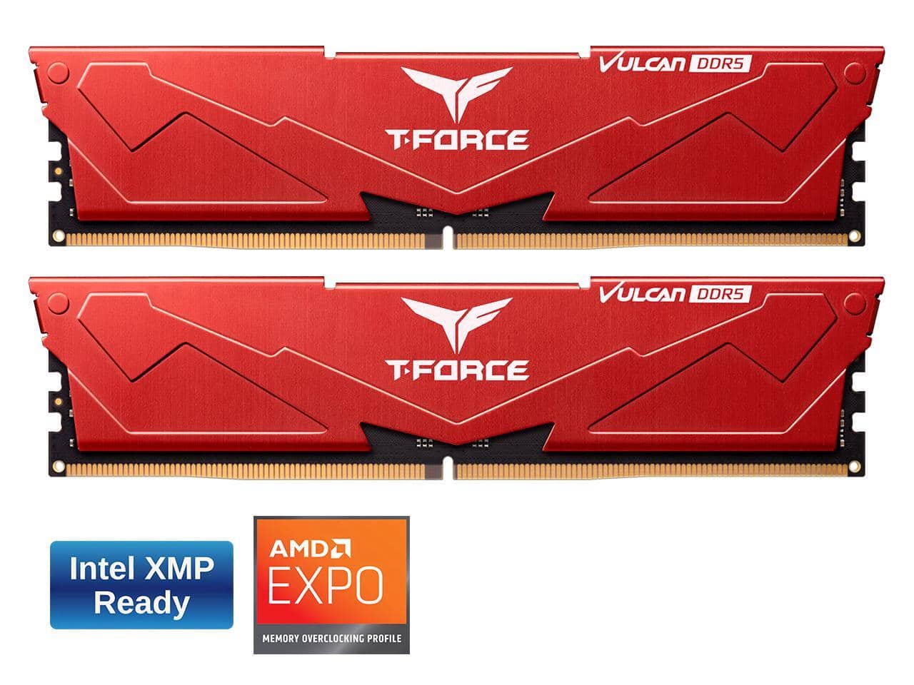 Team Group - Team T-Force Vulcan 32GB (2 x 16GB) 288-Pin PC RAM DDR5 6400 (PC5 51200) Desktop Memory Model FLRD532G6400HC40BDC01 - Red