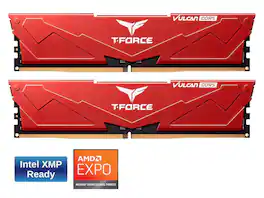 Team Group - Team T-Force Vulcan 32GB (2 x 16GB) 288-Pin PC RAM DDR5 6400 (PC5 51200) Desktop Memory Model FLRD532G6400HC40BDC01 - Red