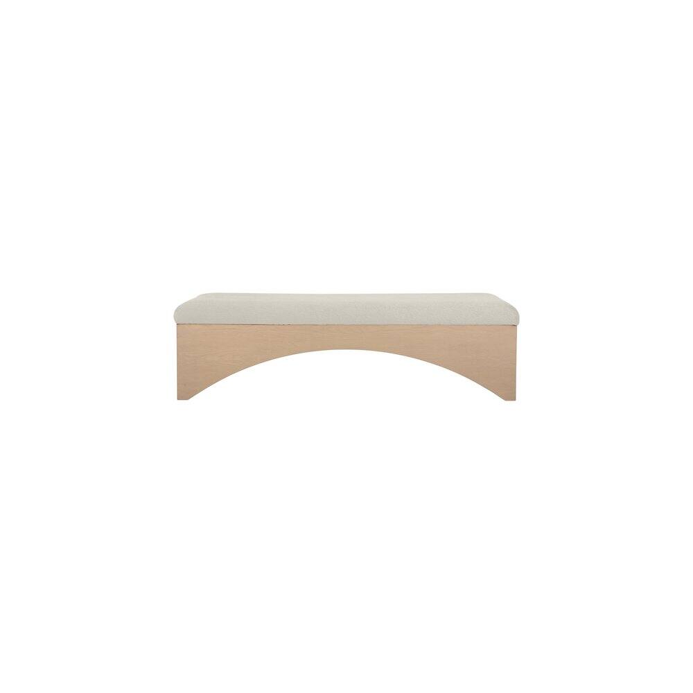 Alt View 2. Meridian Furniture - Lawson Cream Velour Fur Fabric Bench - Beige.