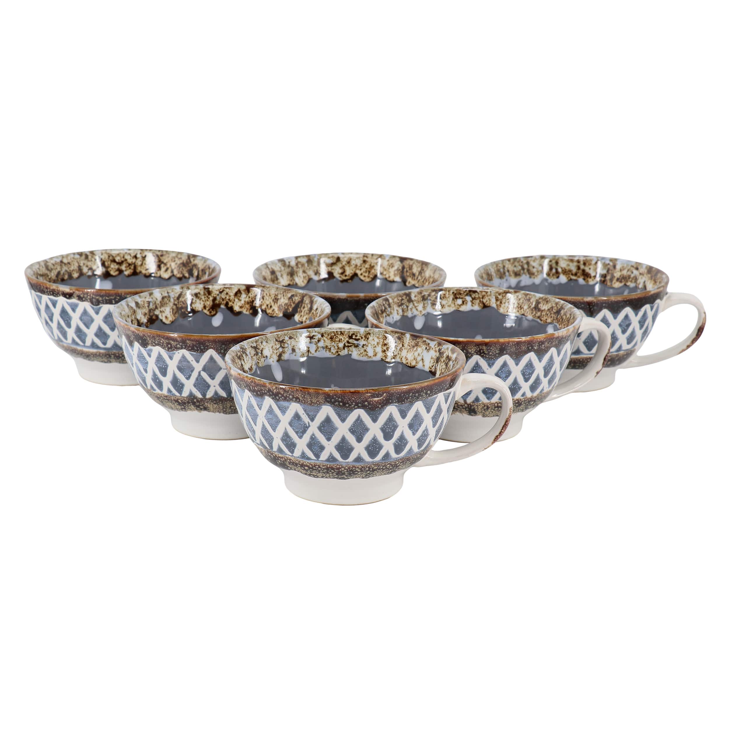 Gibson - Meritage Otis 6 Piece 27 Ounce Stoneware Soup Bowl with Handle Set in Gray - Grey