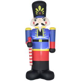 Homcom - 8ft Christmas Inflatable Nutcracker Toy Soldier with Scepter, LED Yard Decor - Red