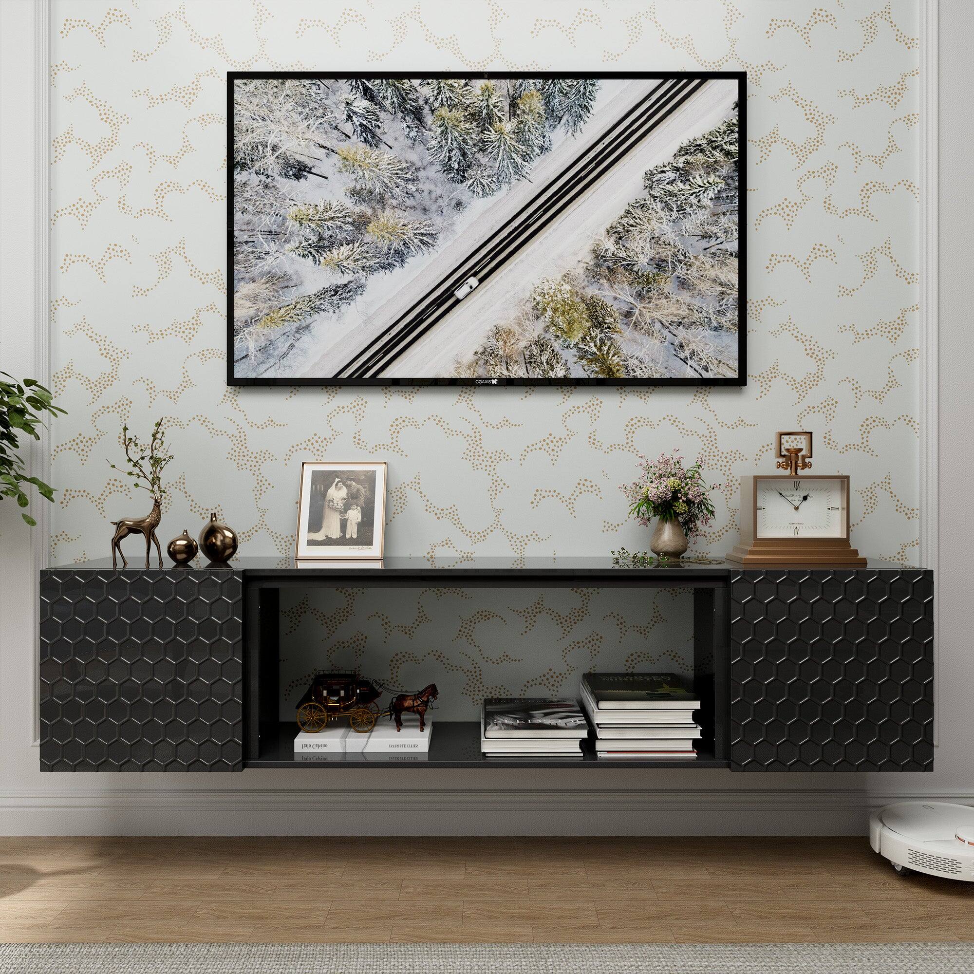 Alt View 2. Boyel Living - Black Wall Mount Floating TV Stand up to 70 to 80 in. - Black.