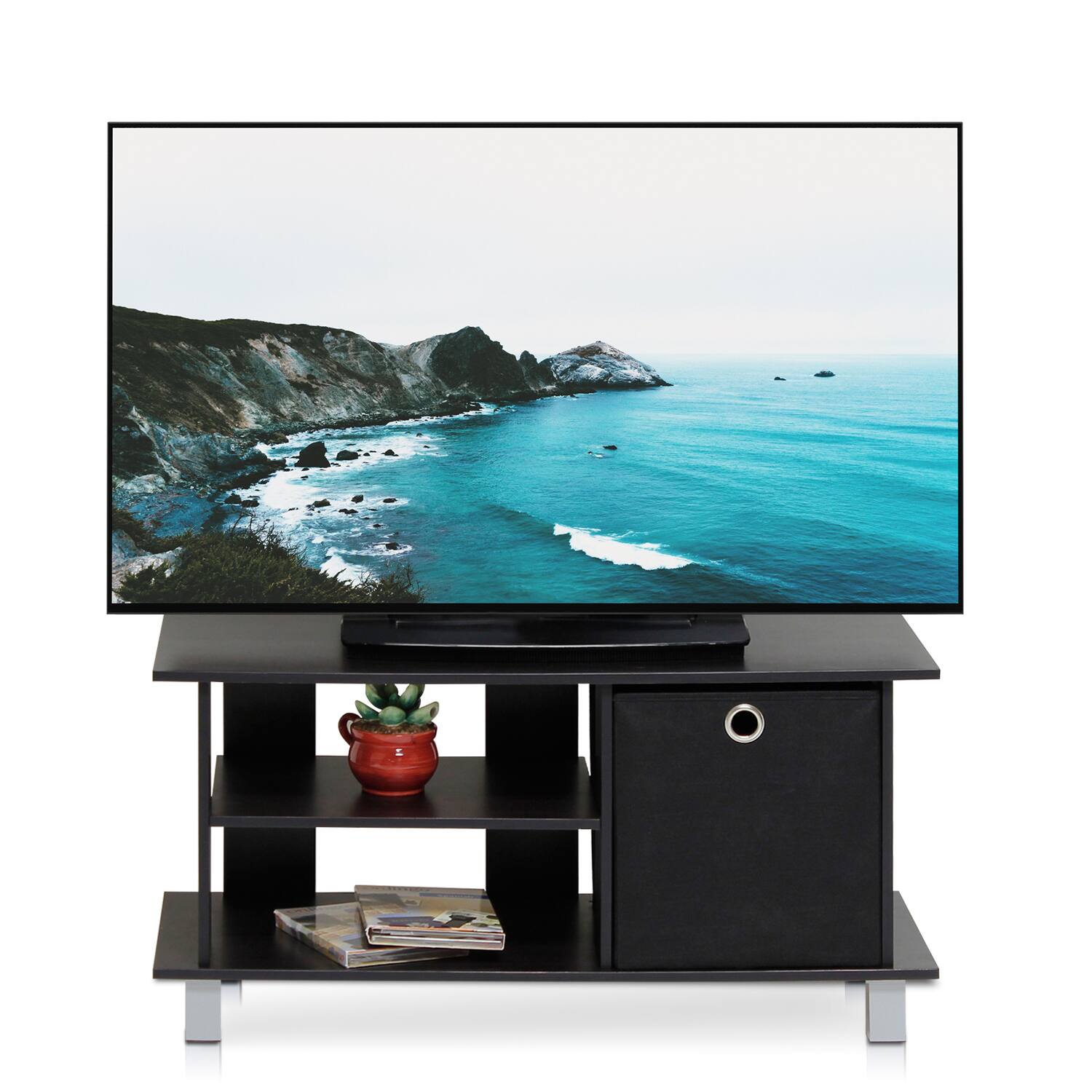 Alt View 2. Furinno - Simplistic TV Entertainment Center with Bin Drawers - Espresso/Black.