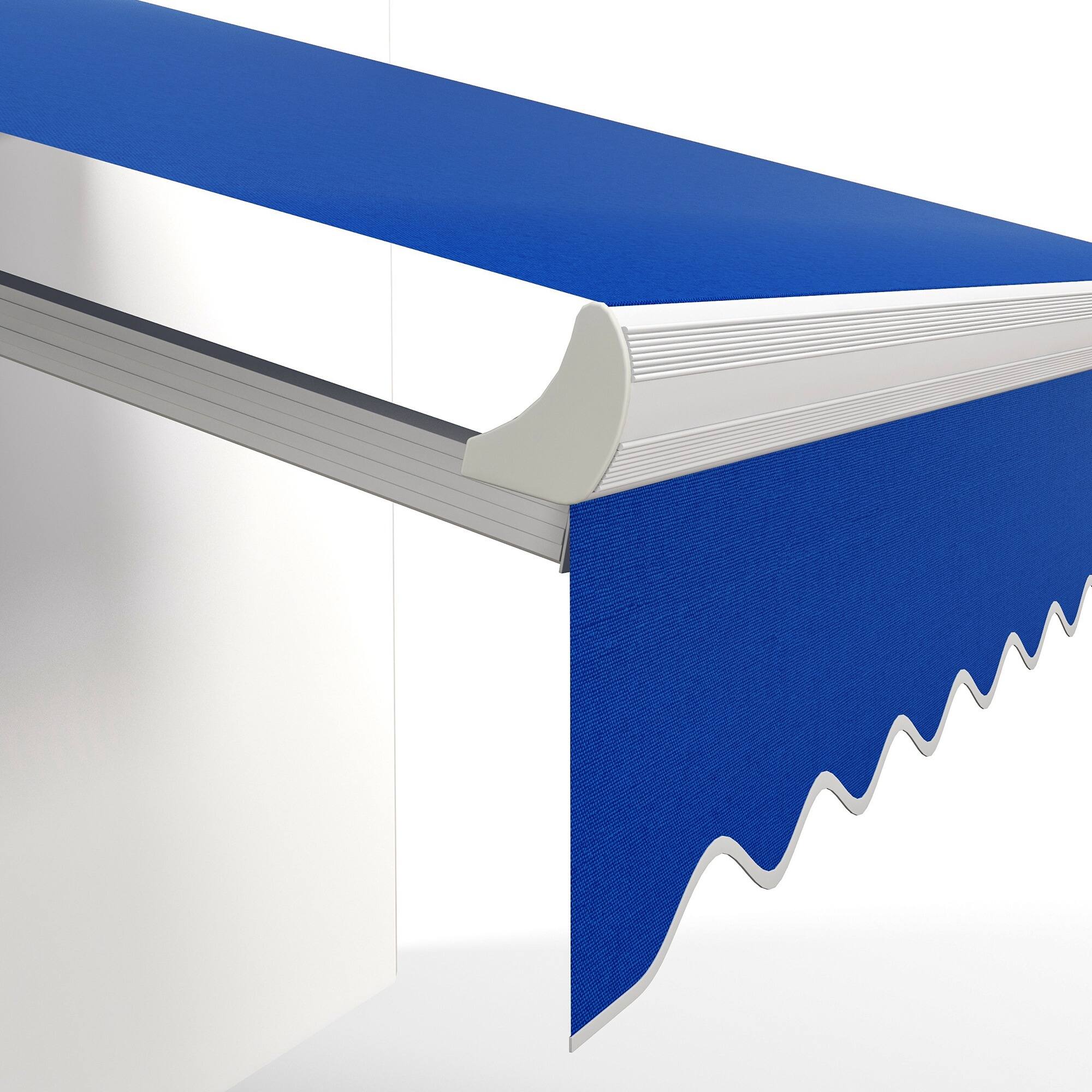 Alt View 5. Outsunny - 8' x 7' Patio Retractable Awning, Manual Exterior Sun Shade Deck Window Cover - Blue.