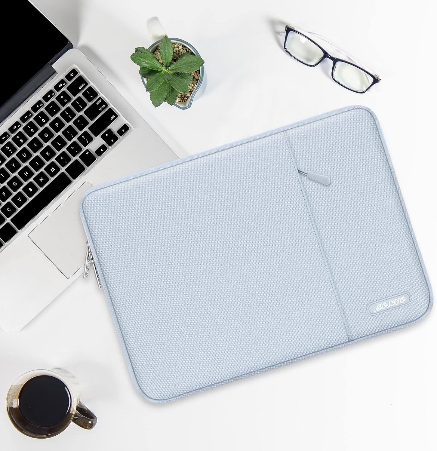 Alt View 1. mosiso - Laptop Case 13-13.3 inch Laptop Sleeve Fit with MacBook Air/Pro 13/Pro 14  HP Dell ASUS Lenovo  Sleeve Bag with Pocket - Baby Blue.