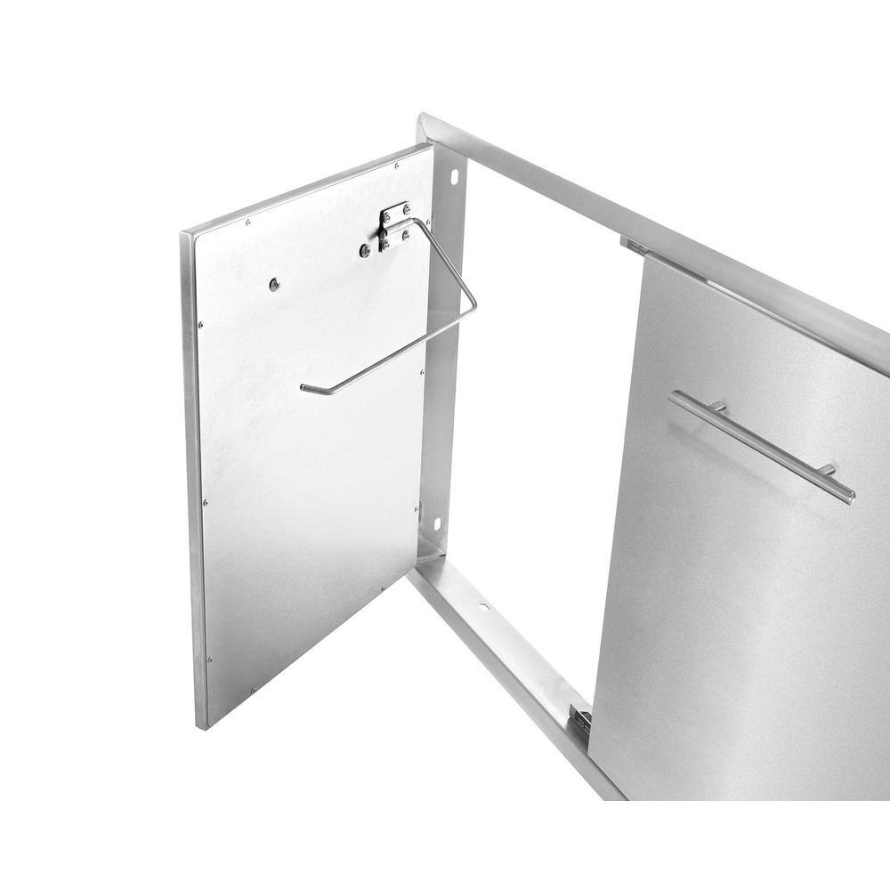 Left. AdirHome - 33" Stainless Steel Double Face Grill Double Access Door Panel with Towel Holder - Silver.