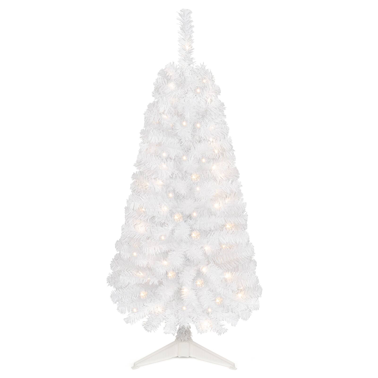 Alt View 1. Costway - Costway 4 ft Pre-Lit Christmas Tree with 110 Branch Tips, 50 White LED Lights & Auto Timer - White.